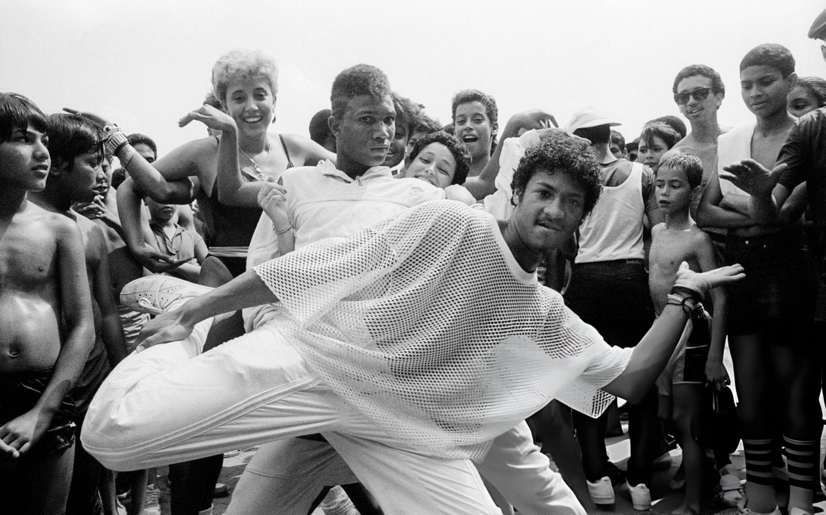 Pair Of Breakdancers Performing On The Boardwalk At Orchard Beach, Bronx, 1984.