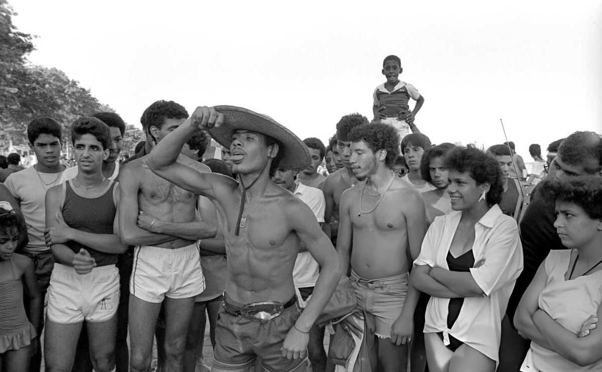 Crowd On The Boardwalk At Orchard Beach, Bronx, 1983.