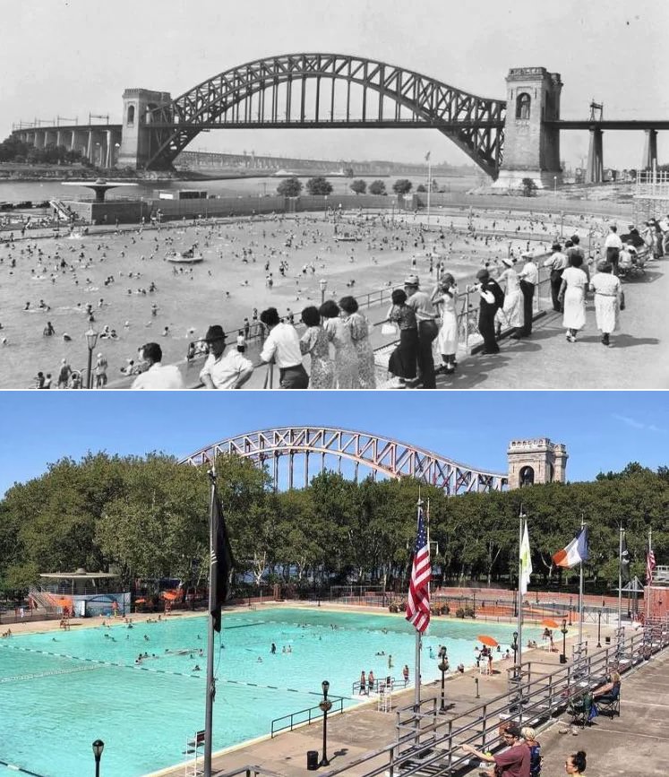 Astoria Pool In Astoria, Queens, 1936 Vs 2021