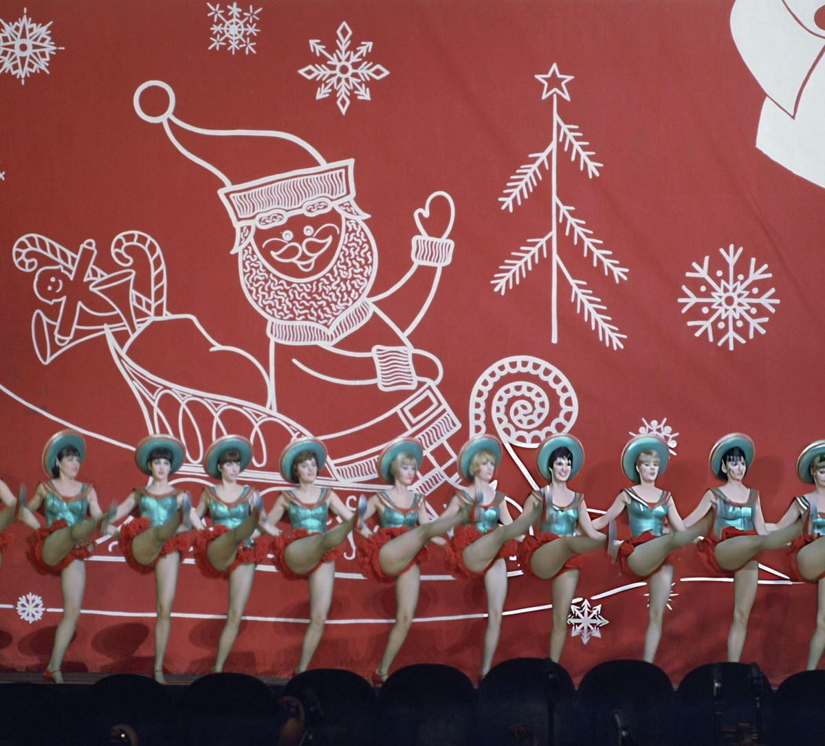 The Rockettes Performing Onstage, Radio City Music Hall At Christmas Time, 1967.