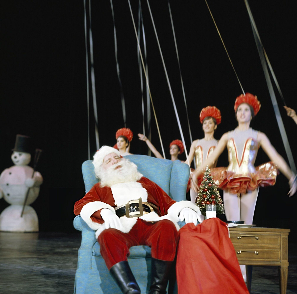 Santa Claus And The Rockettes Performing Onstage, Radio City Music Hall At Christmas Time, 1967.