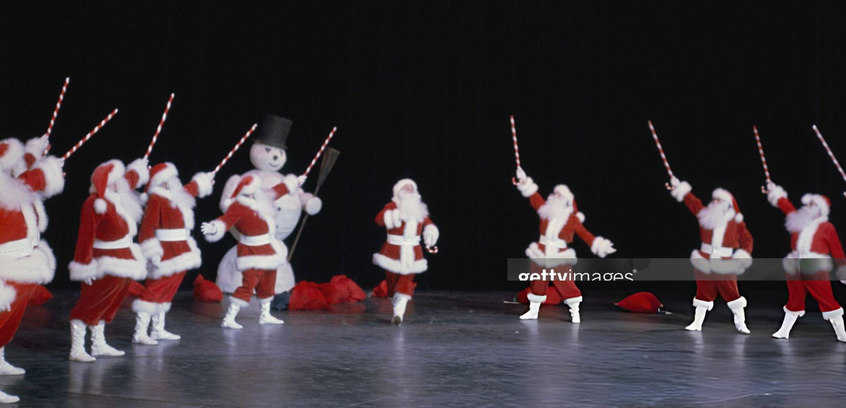 Performers Dressed As Santa Claus Onstage, Radio City Music Hall At Christmas Time, 1967.