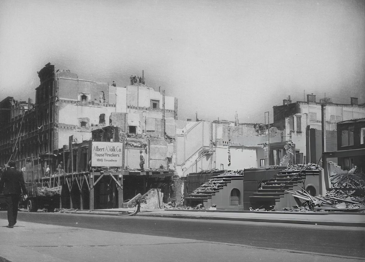 Demolition Of Old Buildings To Make Way For Radio City Music Hall, New York, 1929.