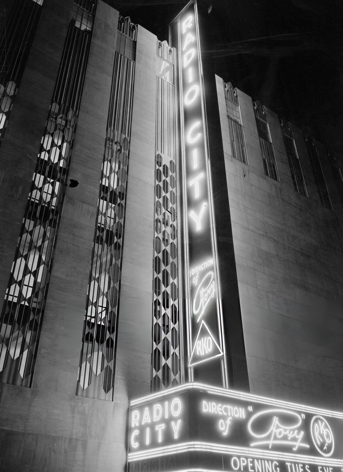 Illuminated Sign For The International Music Hall, Radio City Music Hall, New York, 1930.