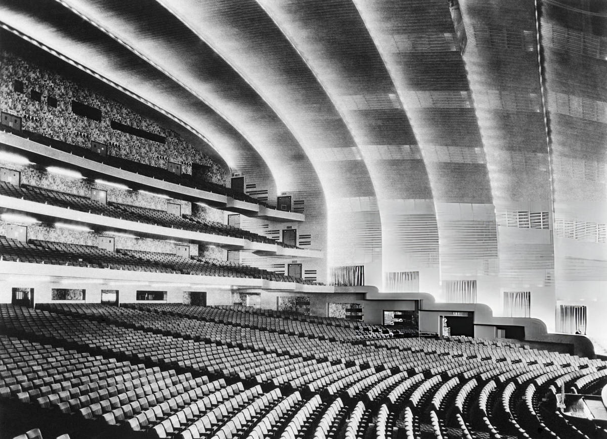 Interior Of The 6,200-Seat Radio City Music Hall Showing The Orchestra Floor And Mezzanines, New York, 1932.