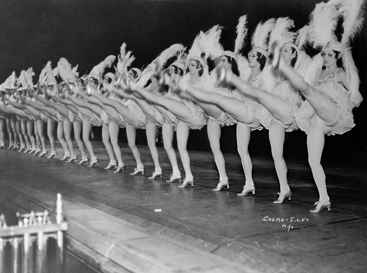 The Rockettes Performing A Dance Routine On Stage At Radio City Music Hall, New York.