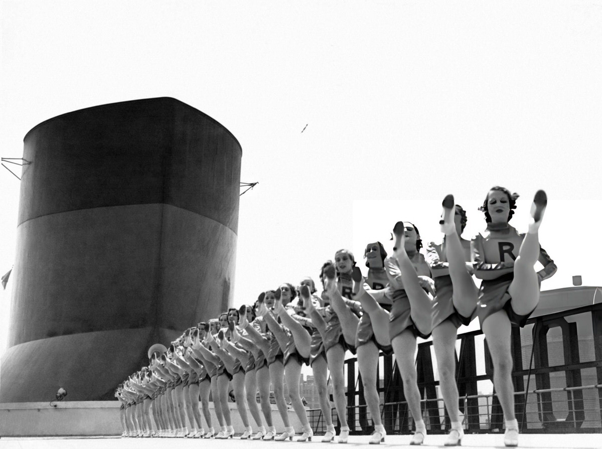 Rockettes Posing On The Deck Of The Ocean Liner Normandie, 1935.