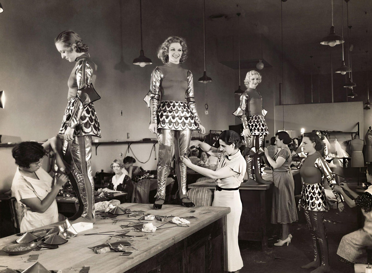 Rockettes Being Fitted For Costumes In The Costume Room At Radio City Music Hall, New York.
