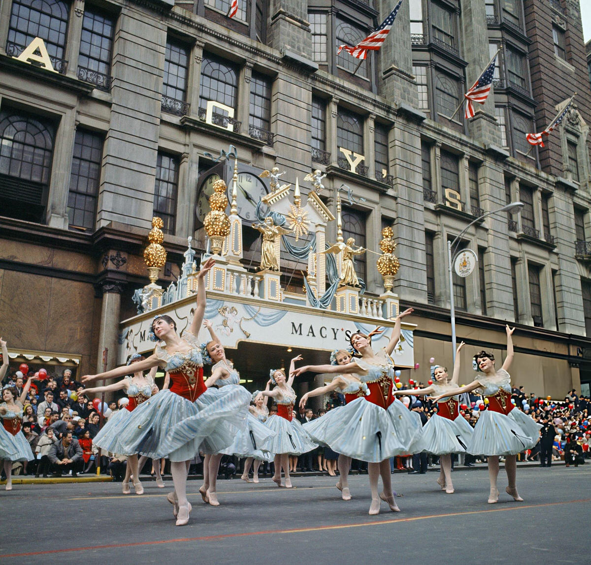 Radio City Music Hall Corps De Ballet Performing In The Macy'S Thanksgiving Day Parade, 1966.