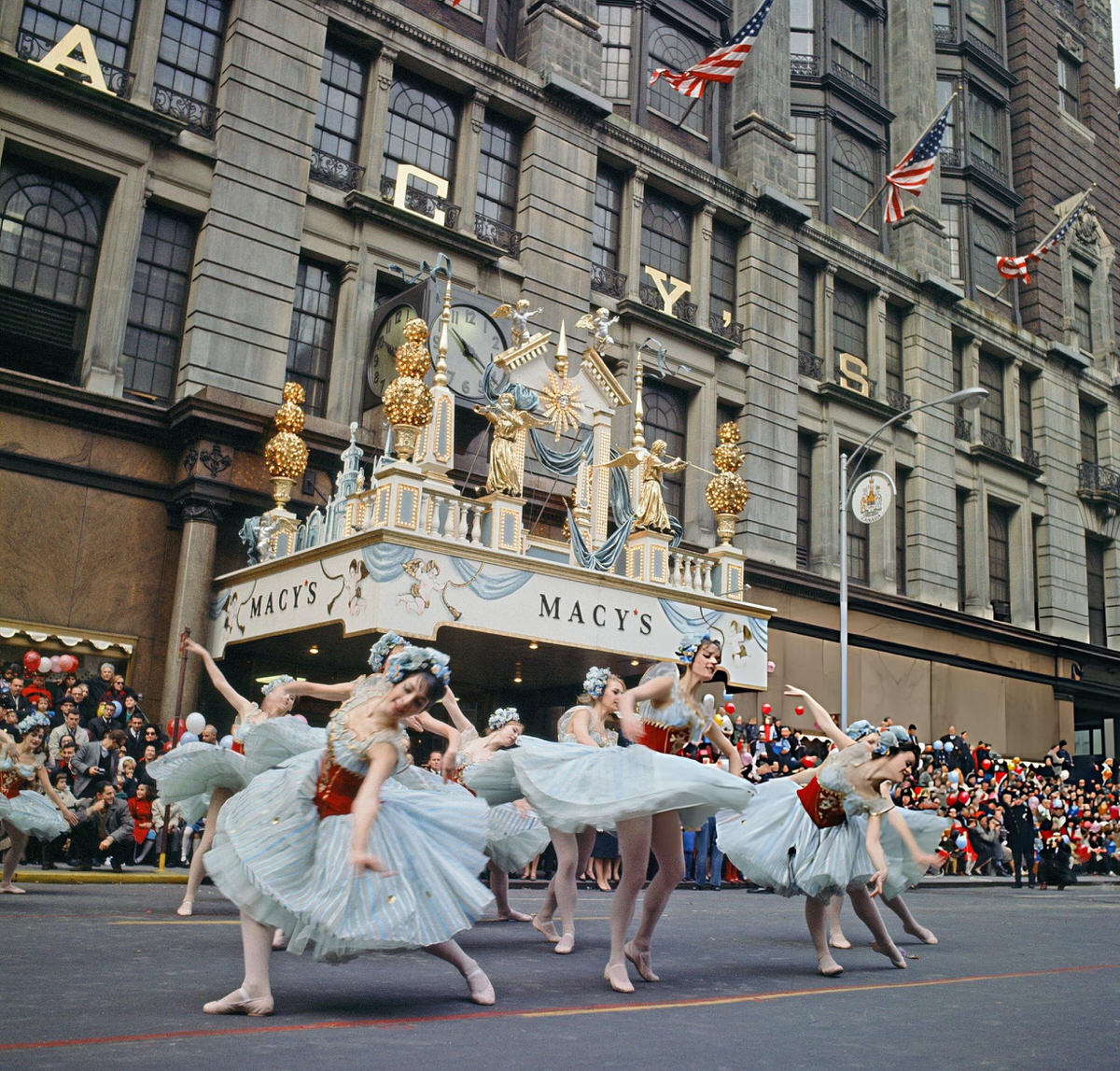 Radio City Music Hall Corps De Ballet Performing In The Macy'S Thanksgiving Day Parade, 1966.