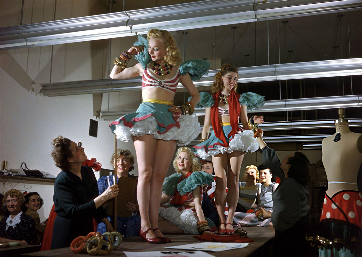 Rockettes Being Fitted For Costumes In The Costume Department At Radio City Music Hall, New York, 1949.