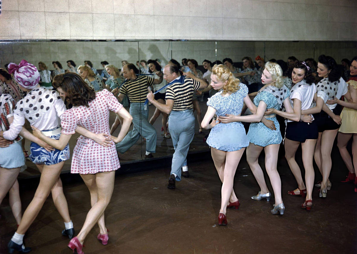 Director Russell Markert Teaching A Routine To The Rockettes In The Rehearsal Hall At Radio City Music Hall, New York, 1949.