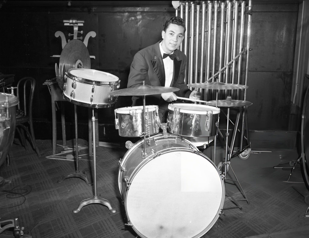 Drummer Harold Farberman At Radio City Music Hall, New York, 1950.