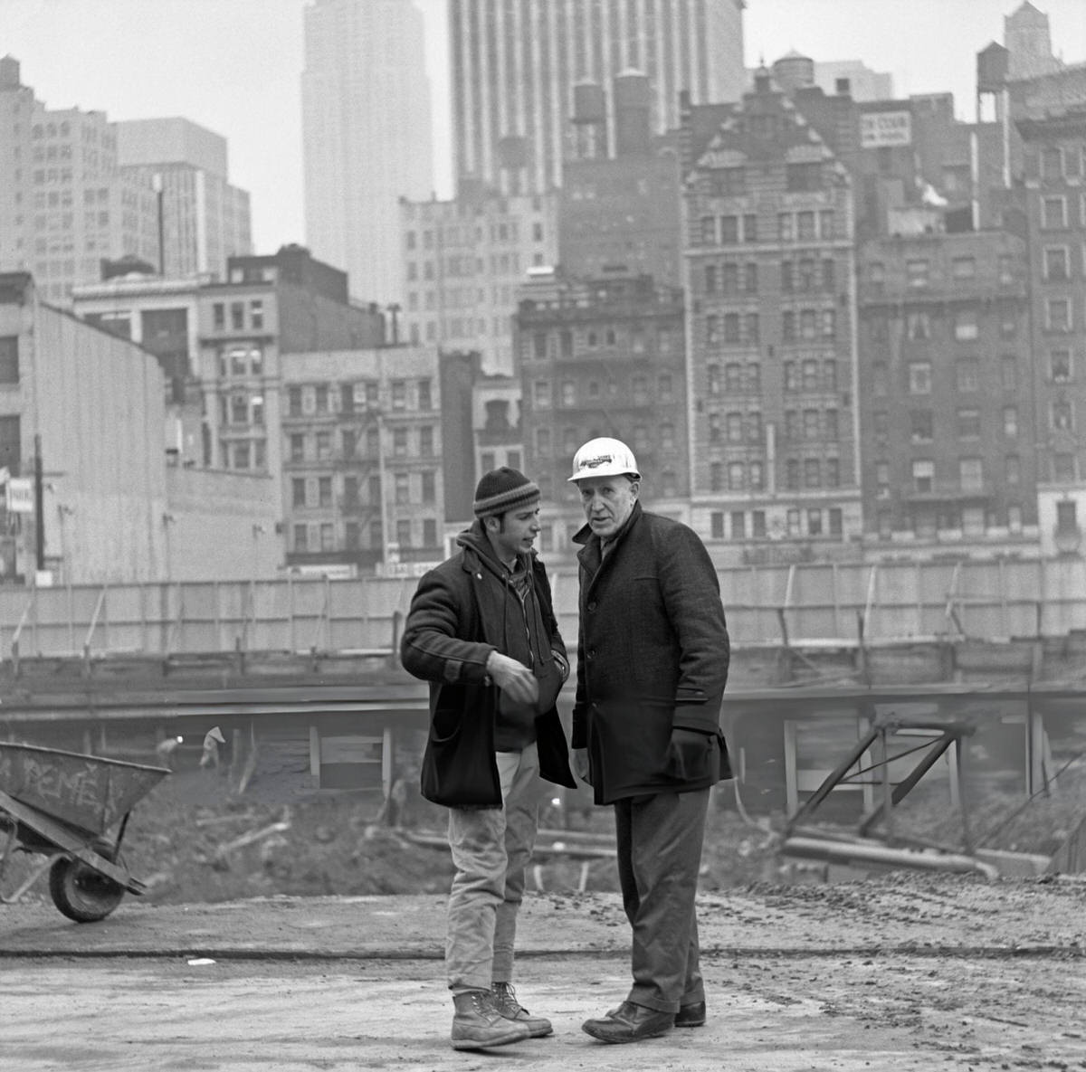 Construction Workers At The Site Of The Demolished Singer Building, Downtown Manhattan, 1969.