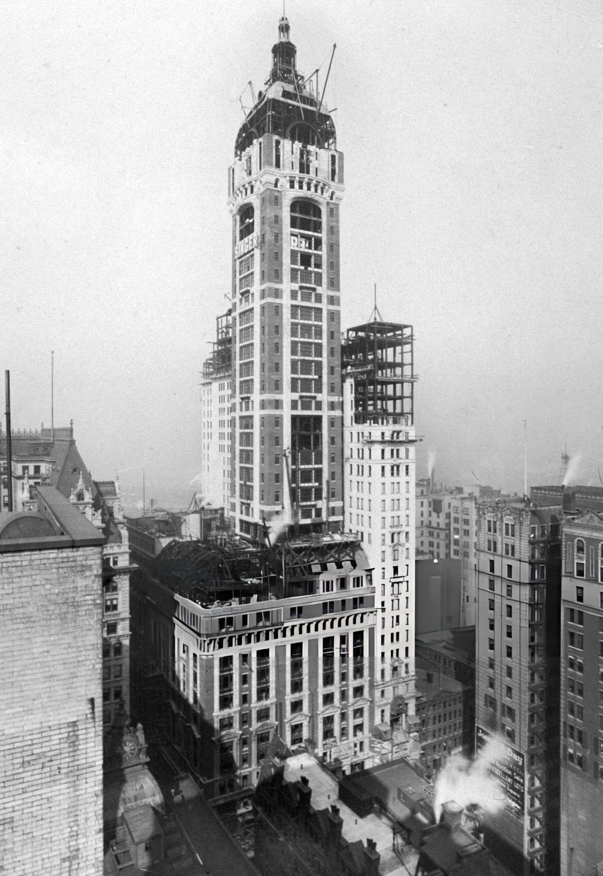 Singer Tower Under Construction At 149 Broadway And Liberty Street, New York, 1909.