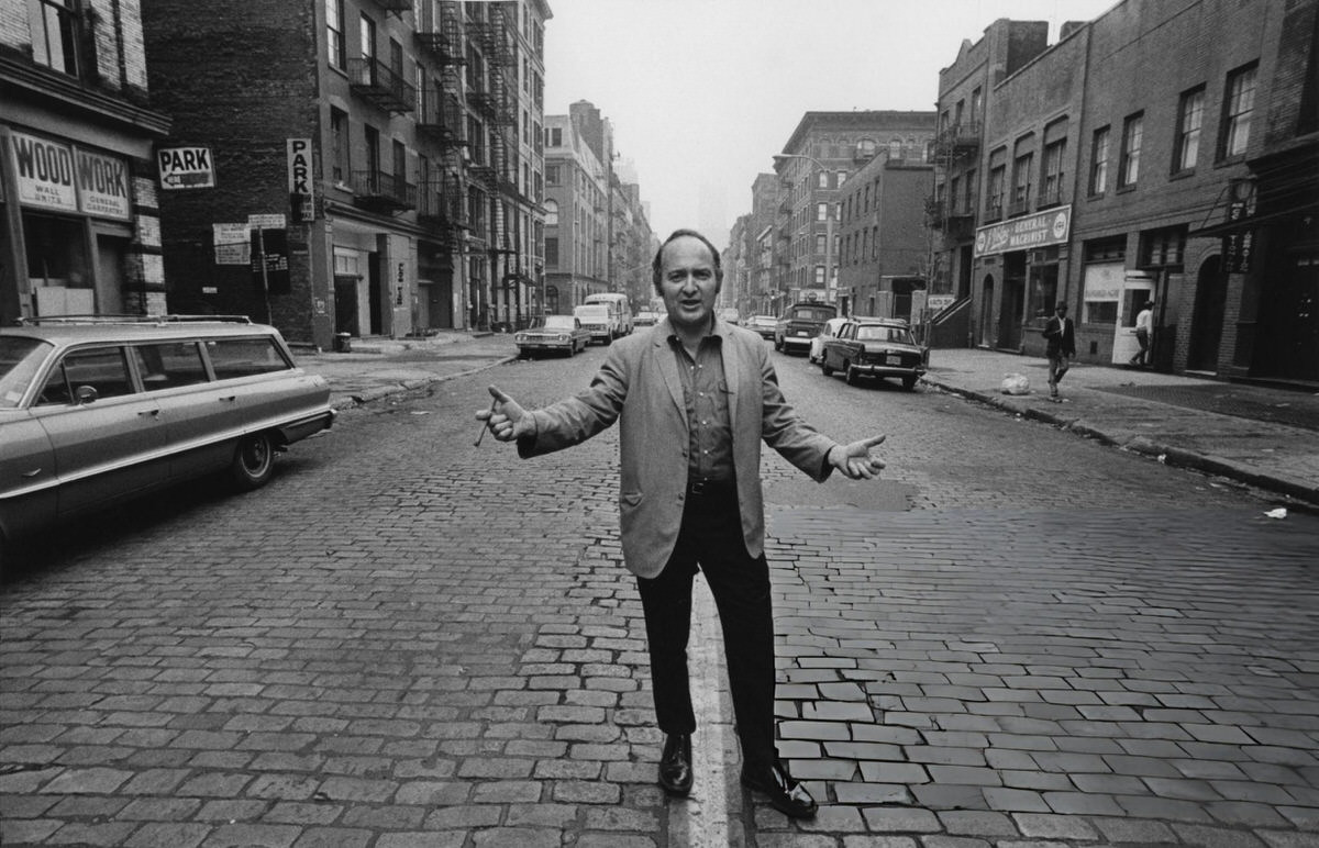 Art Dealer Ivan Karp In Front Of The Ok Harris Gallery In Soho, 1970.
