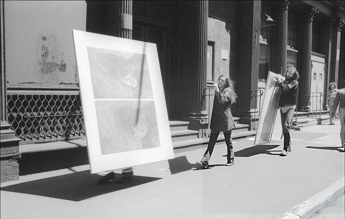 Artists Carrying Paintings Between Studios And Galleries In Soho, 1974.