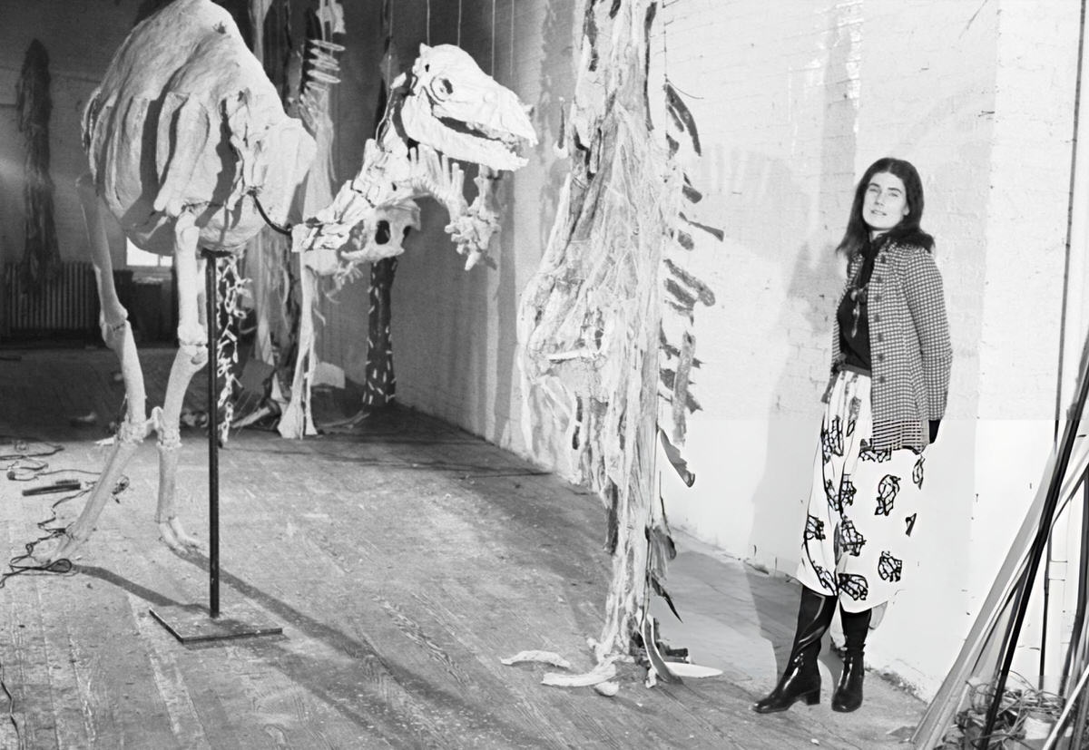 Artist Nancy Graves With Maquettes Of Her Sculpture Camels In Her Soho Studio, 1970.
