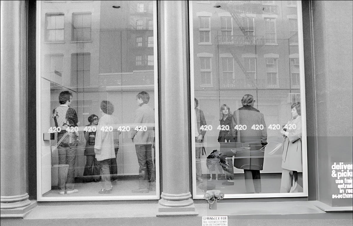 Gallery Patrons Waiting For An Elevator At 420 West Broadway, Soho, 1975.