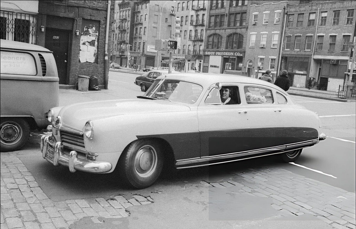 Resident Driving A Hudson Car In Soho, 1975.