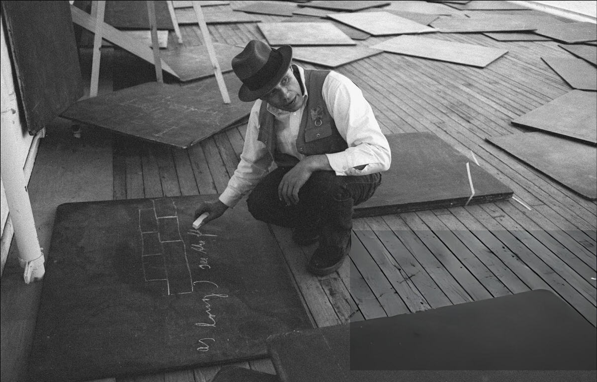 Joseph Beuys Working On Chalkboards At The Rene Ferterer Gallery, Soho, 1975.
