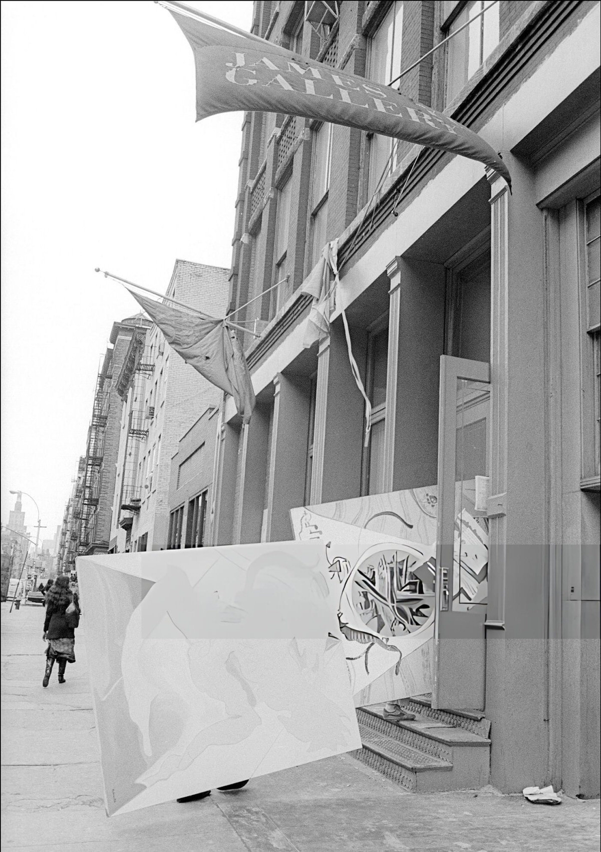 Paintings Being Carried Into An Art Gallery On West Broadway, Soho, 1977.
