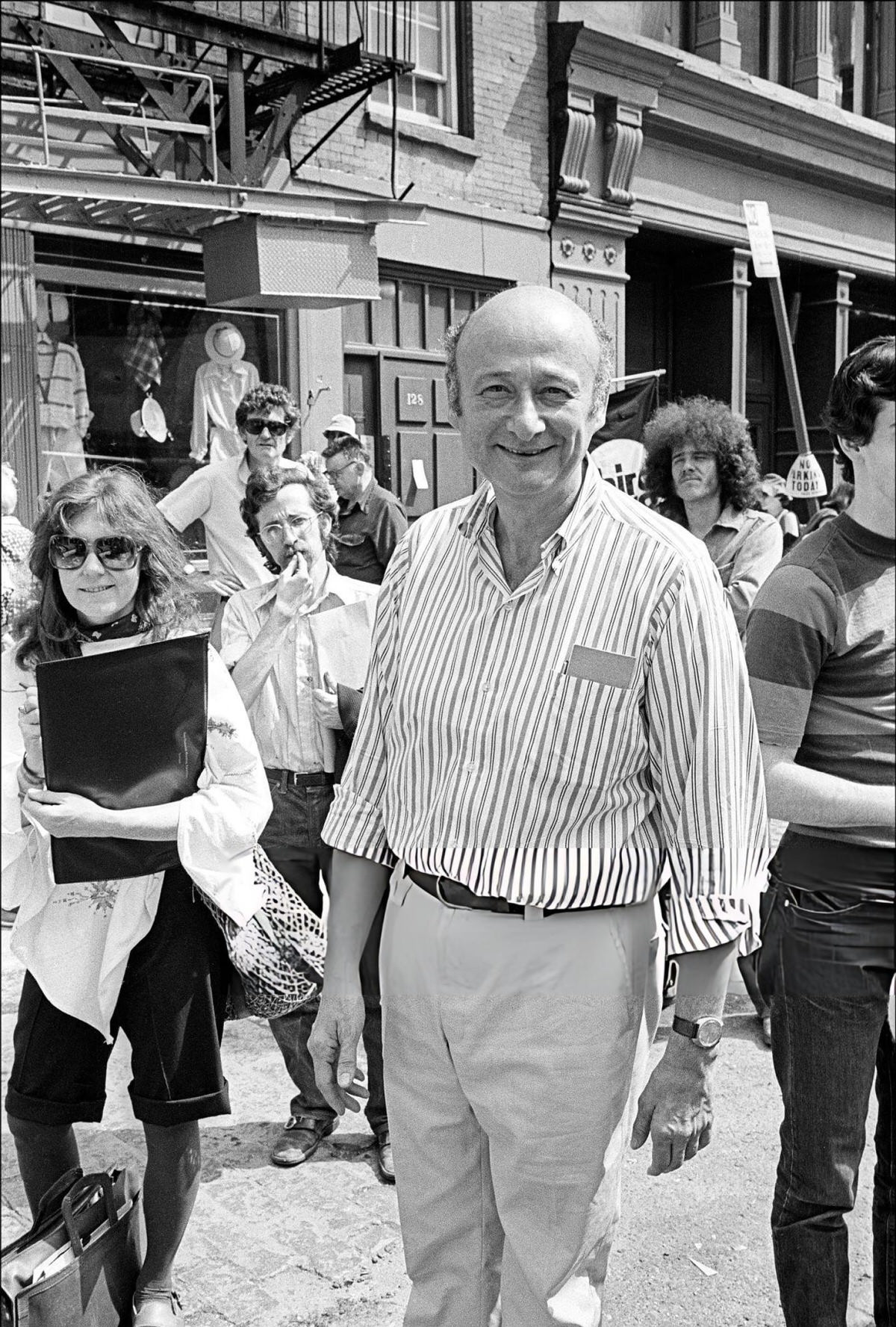 Mayor Ed Koch Walking On Wooster And Prince Streets During Soho Artists' Day, 1977.