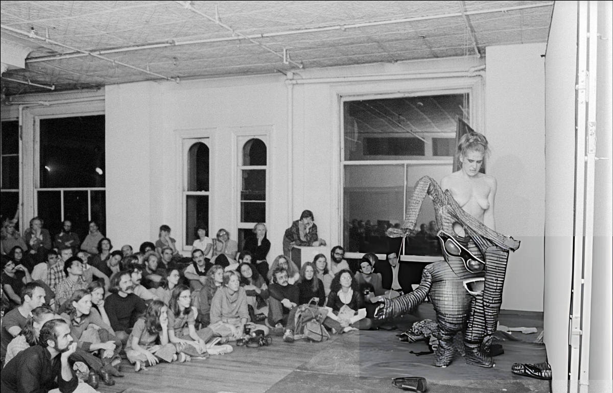 Pat Oleszko Performing At The Kitchen In Soho, 1977.