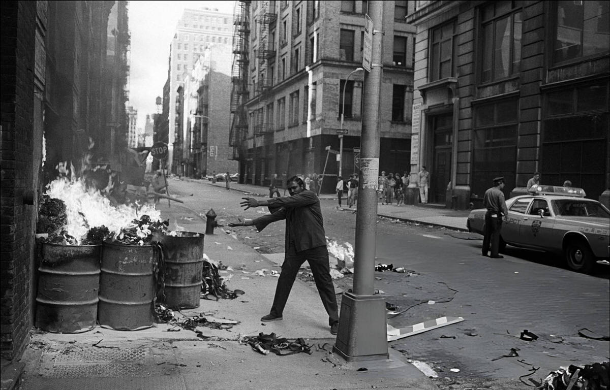 Trash Fire Burning On Crosby Street, Soho, 1979.