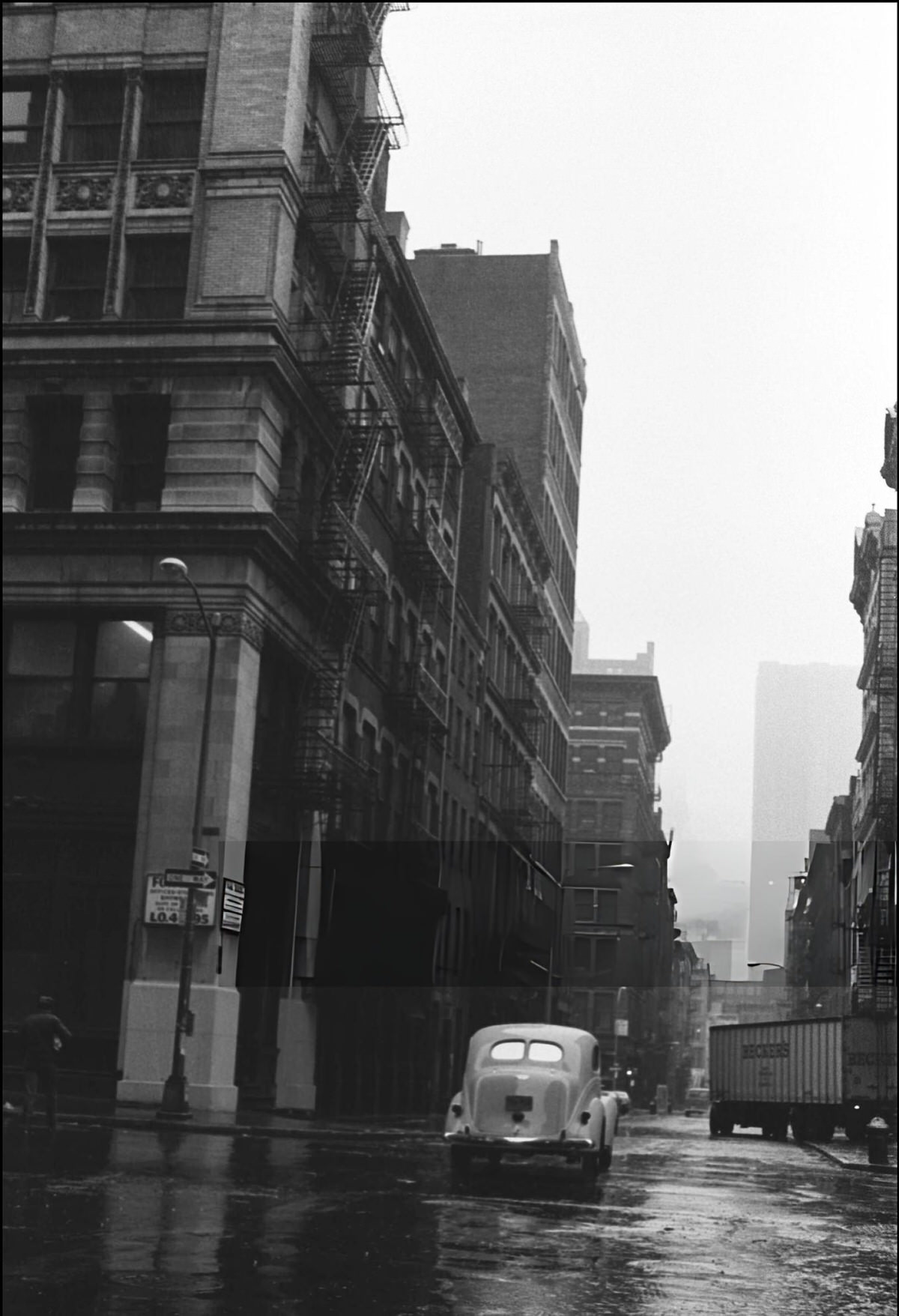 Car Crossing Broome Street At Mercer Street In Soho, 1973.