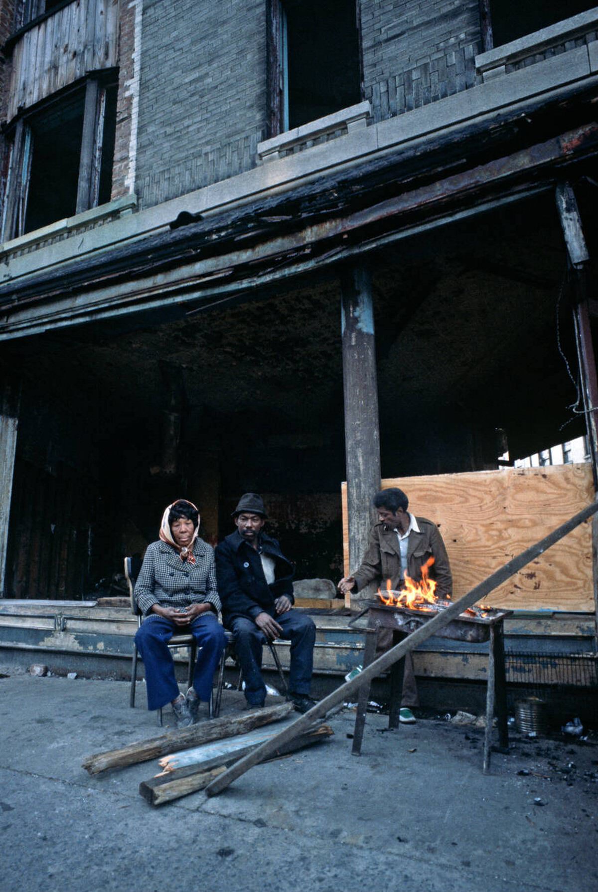 Residents Gathered Around A Fire, South Bronx, 1977.