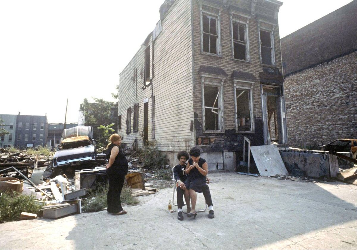 Abandoned Burnt-Out Tenement Blocks, South Bronx, 1977.