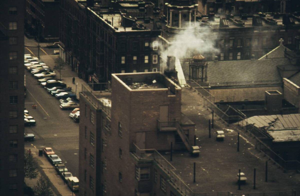 Incinerator Of A Tenement Building In Operation, South Bronx, 1973.