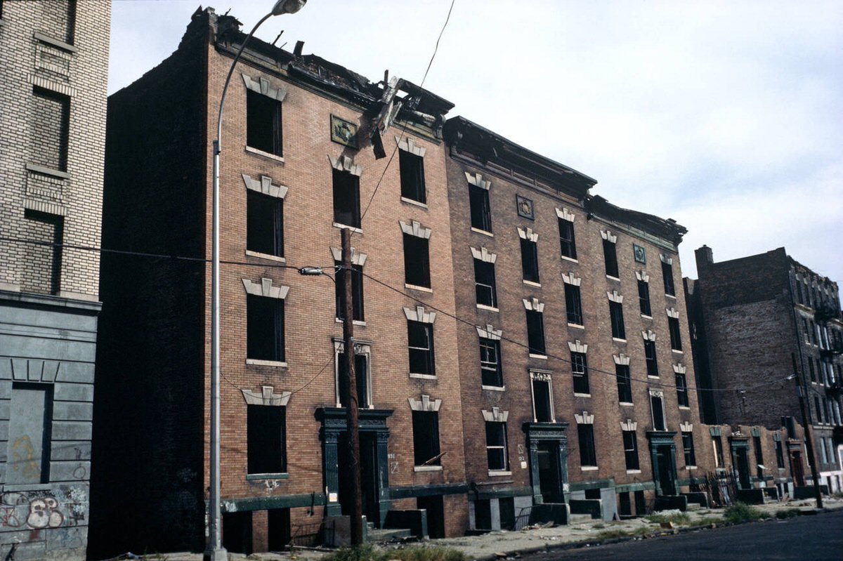 Abandoned Burnt-Out Tenement Blocks, South Bronx, 1977.