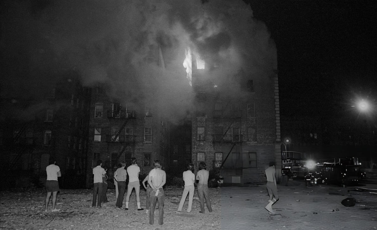 Residents Watching A Fire At An Apartment Building At 800 Fox Street, South Bronx, 1983.