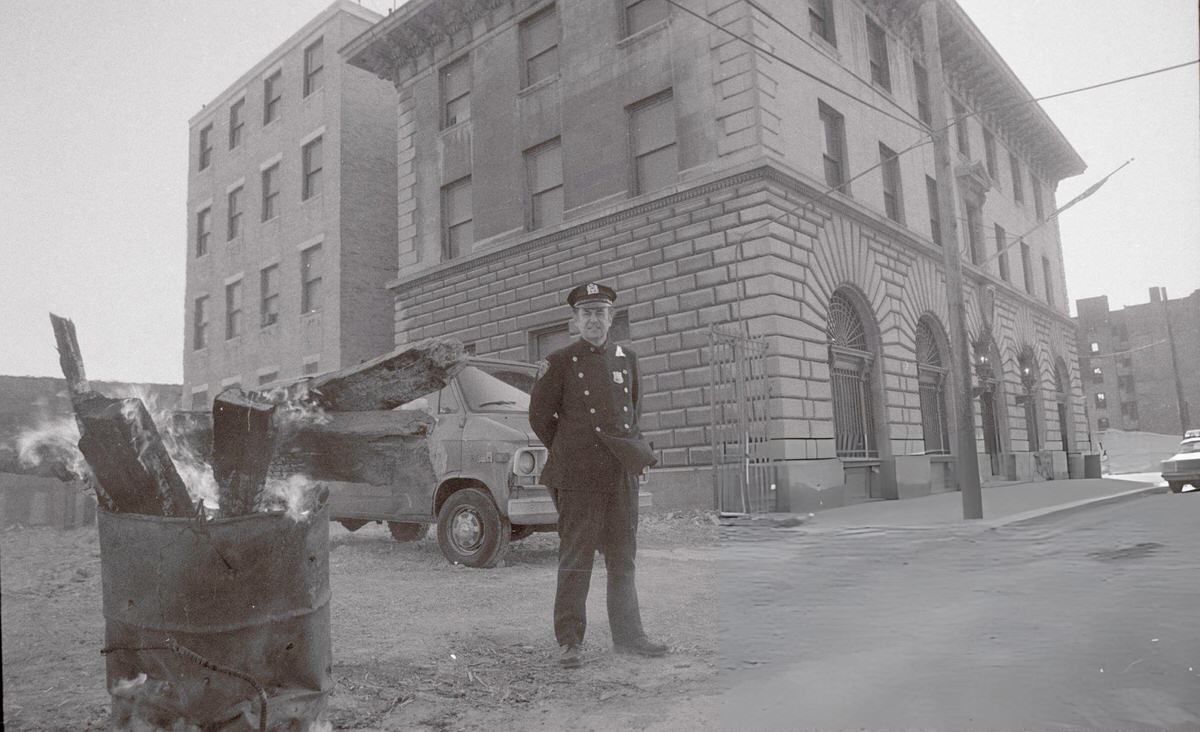 Policeman Outside The &Amp;Quot;Fort Apache&Amp;Quot; Police Station In The South Bronx, 1981.