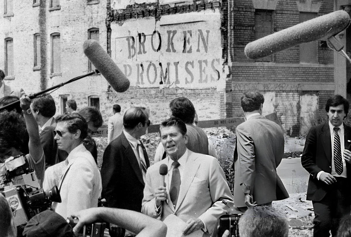 President Ronald Reagan Speaking On Charlotte Street In The South Bronx, 1980.