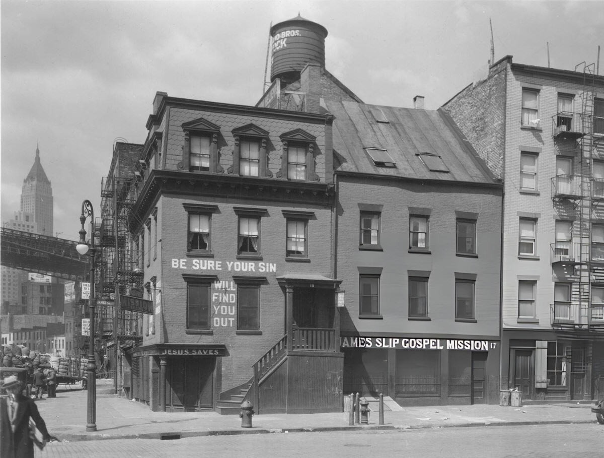 James Slip Gospel Mission At James Slip And South Street, New York, 1929.