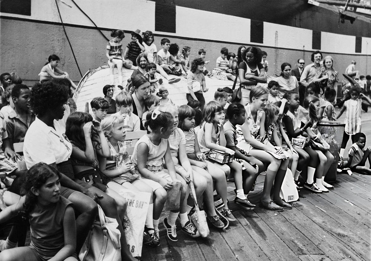 Children Watching A Puppet Show At The South Street Seaport Museum, Lower Manhattan, 1975.