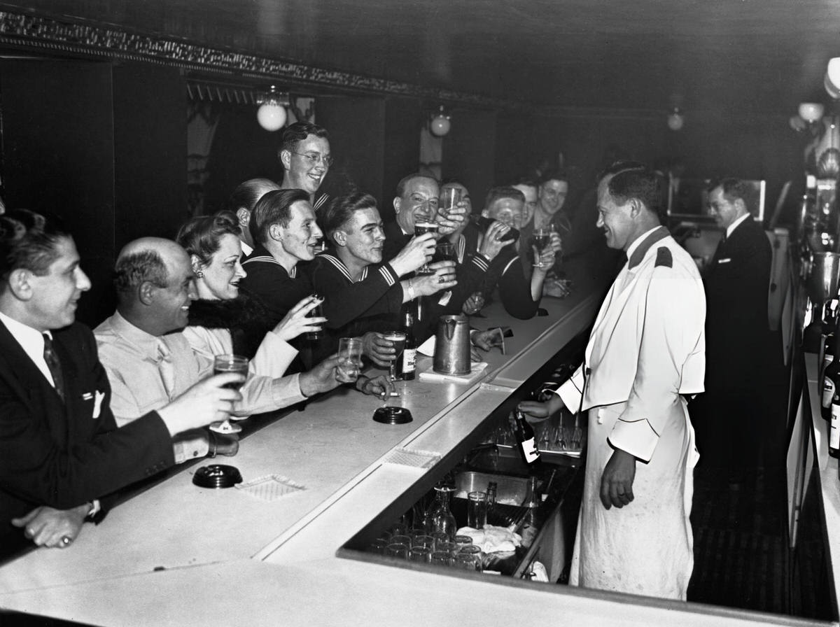 Bartenders And Patrons Celebrating The Lifting Of The Wartime Curfew At The Copacabana, Manhattan, 1945.