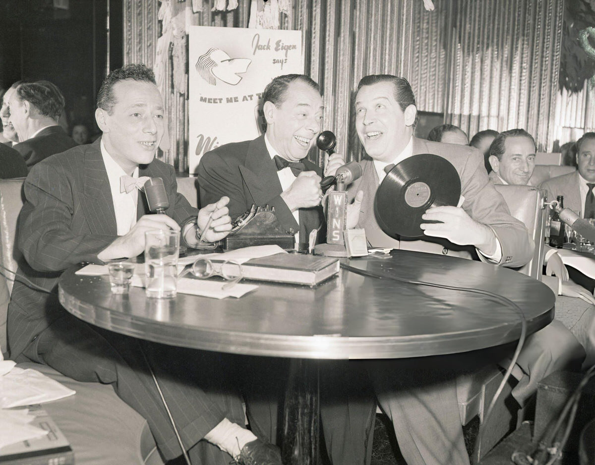 Jack Eigen Interviewing Joe Louis And Milton Berle During A Radio Program At The Copacabana, New York, 1947.