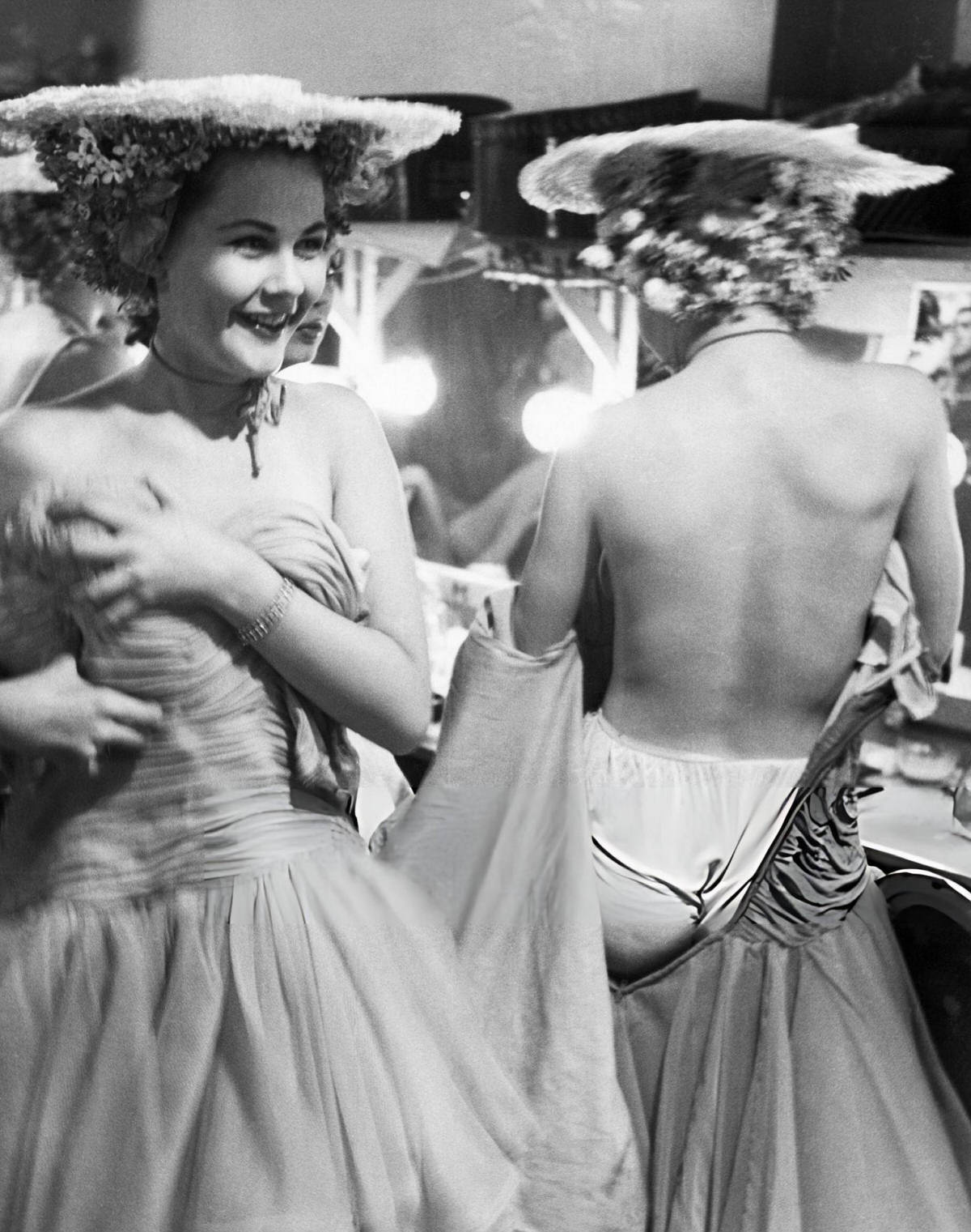 Dancers Dressing For A Show In Their Dressing Room At The Copacabana, New York.