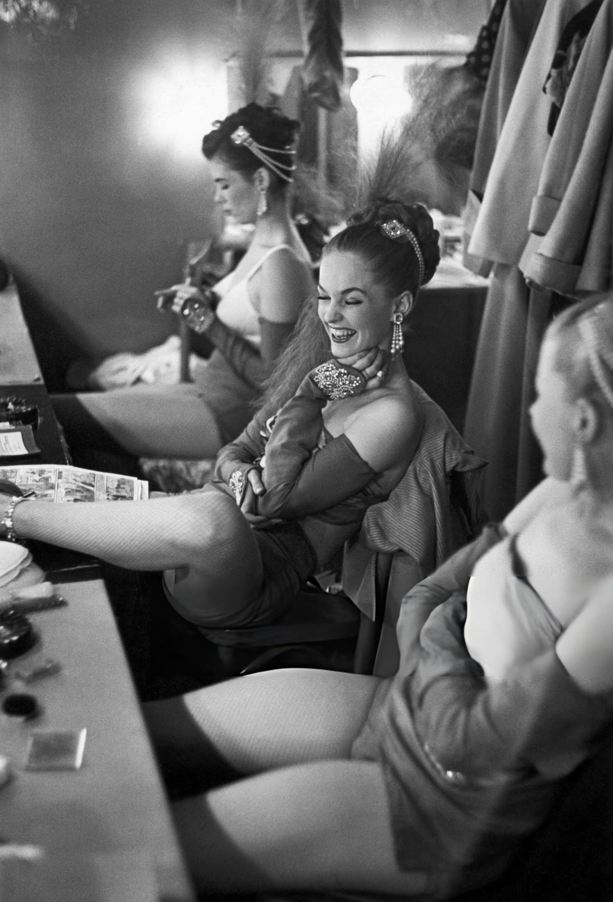 Dancers In Costume Relaxing In Their Dressing Room At The Copacabana, New York.