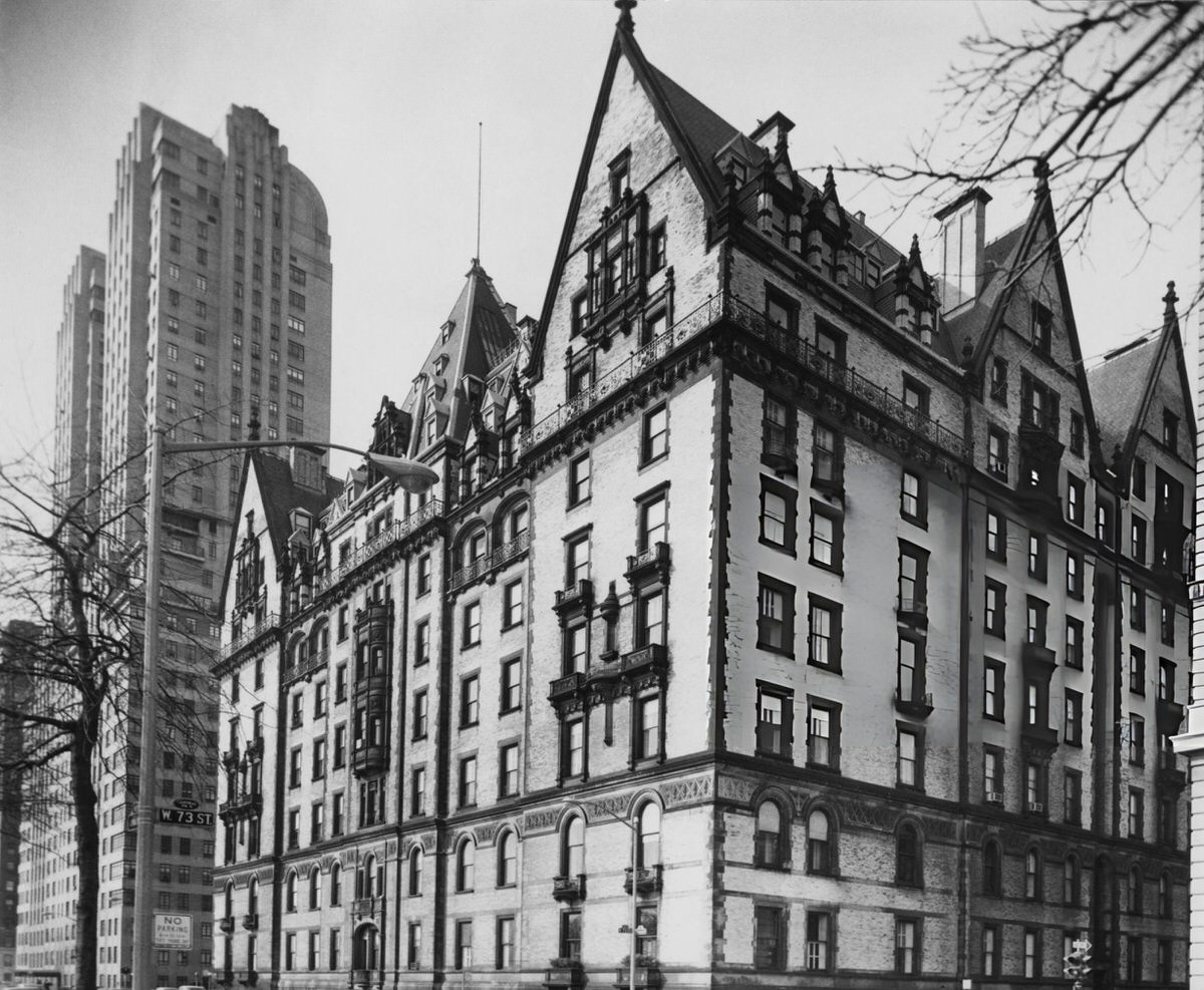 The Dakota Apartment Building On Central Park West, 1955.