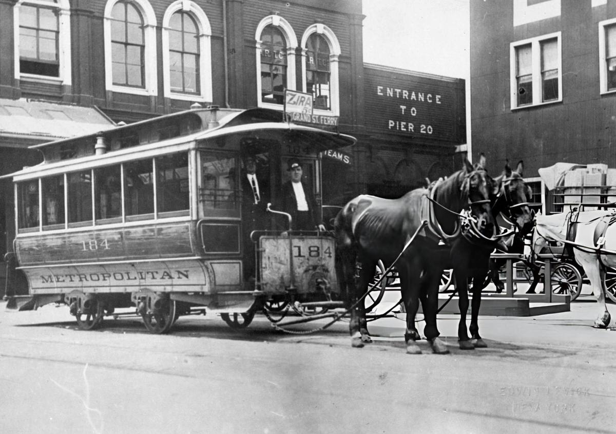 Trolley Car, New York, 1890.