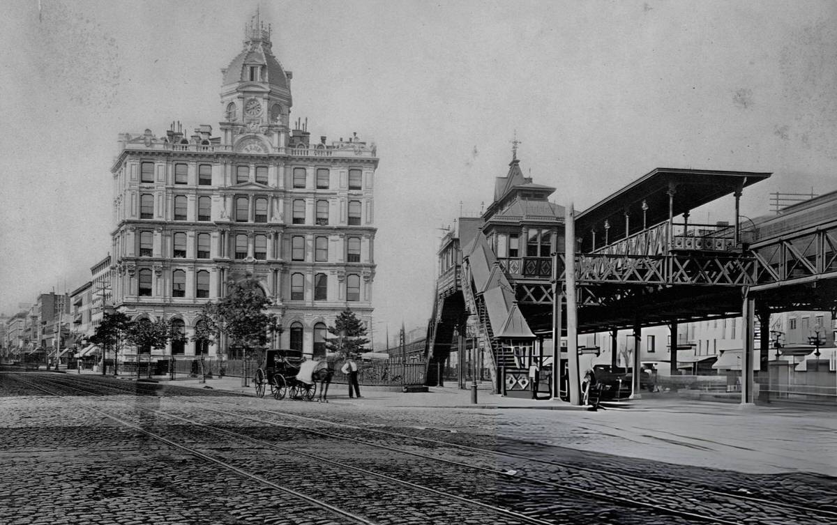 Elevated Train Platform At 6Th Avenue And 34Th Street, Manhattan, 1880.