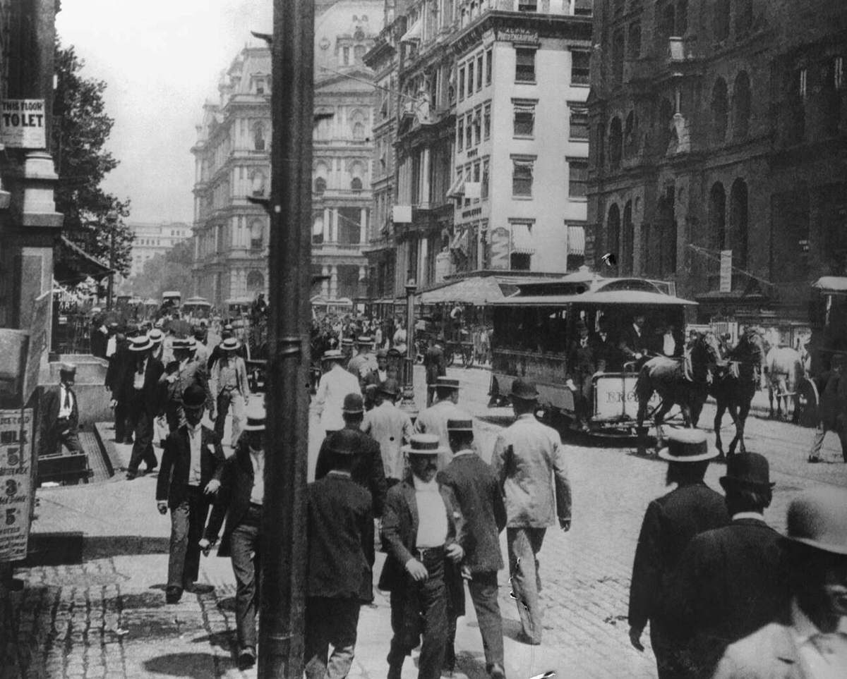 Street Scene In Manhattan, 1891.