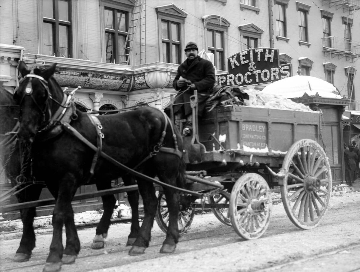 Trucks Cleaning Snow From The Streets, New York, 1908.