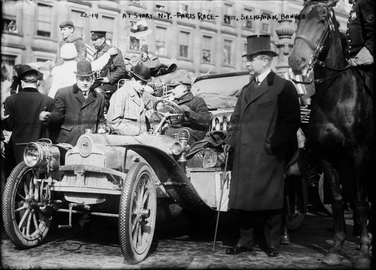Banker Jefferson Seligman At The Start Of The New York To Paris Race, 1908.
