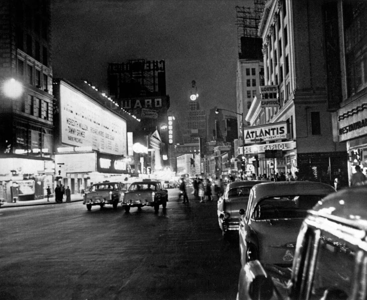 Broadway Looking South From 52Nd Street Toward Times Square During A Power Outage On The Great White Way, Manhattan, 1961.
